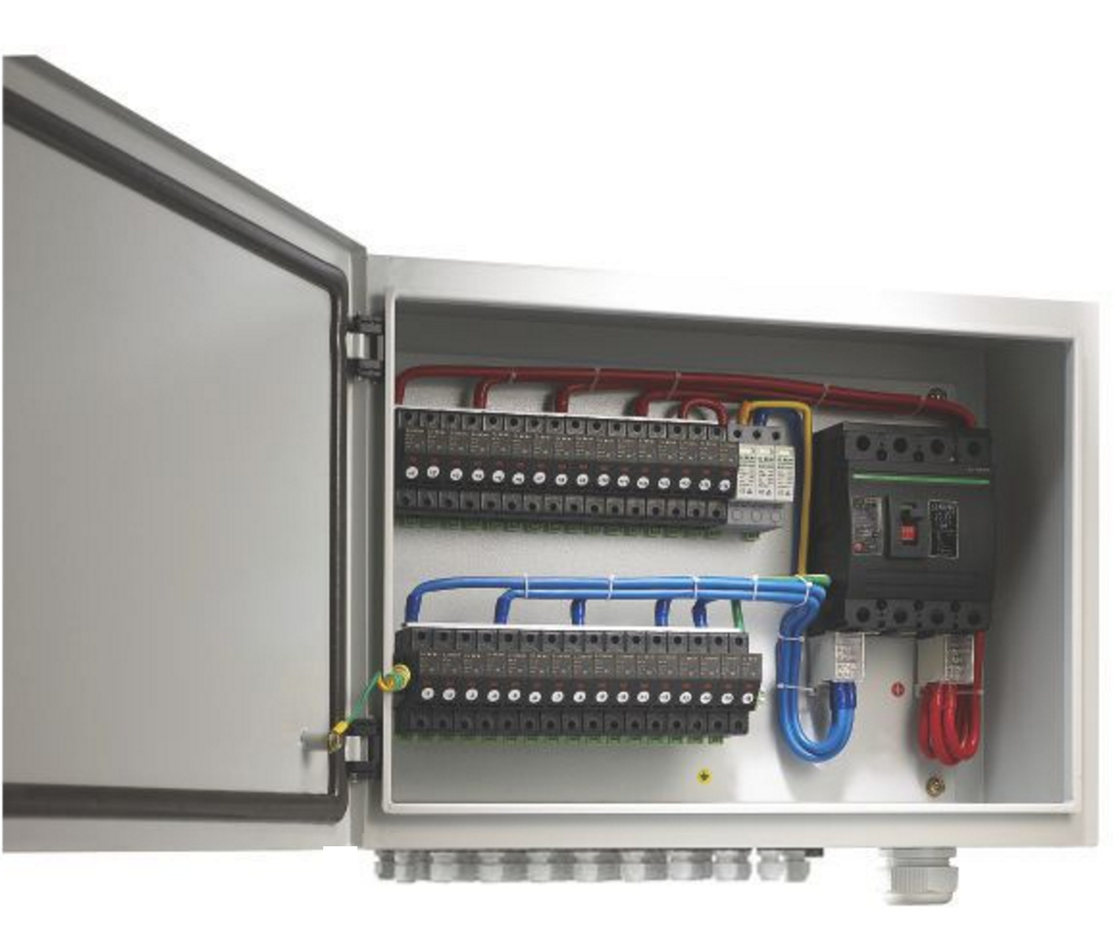 Caja combinadora con protecciones BHTZ-16/1 | 16 strings | fusibles 15A | disyuntor 250A | 1.200V DC | BENY