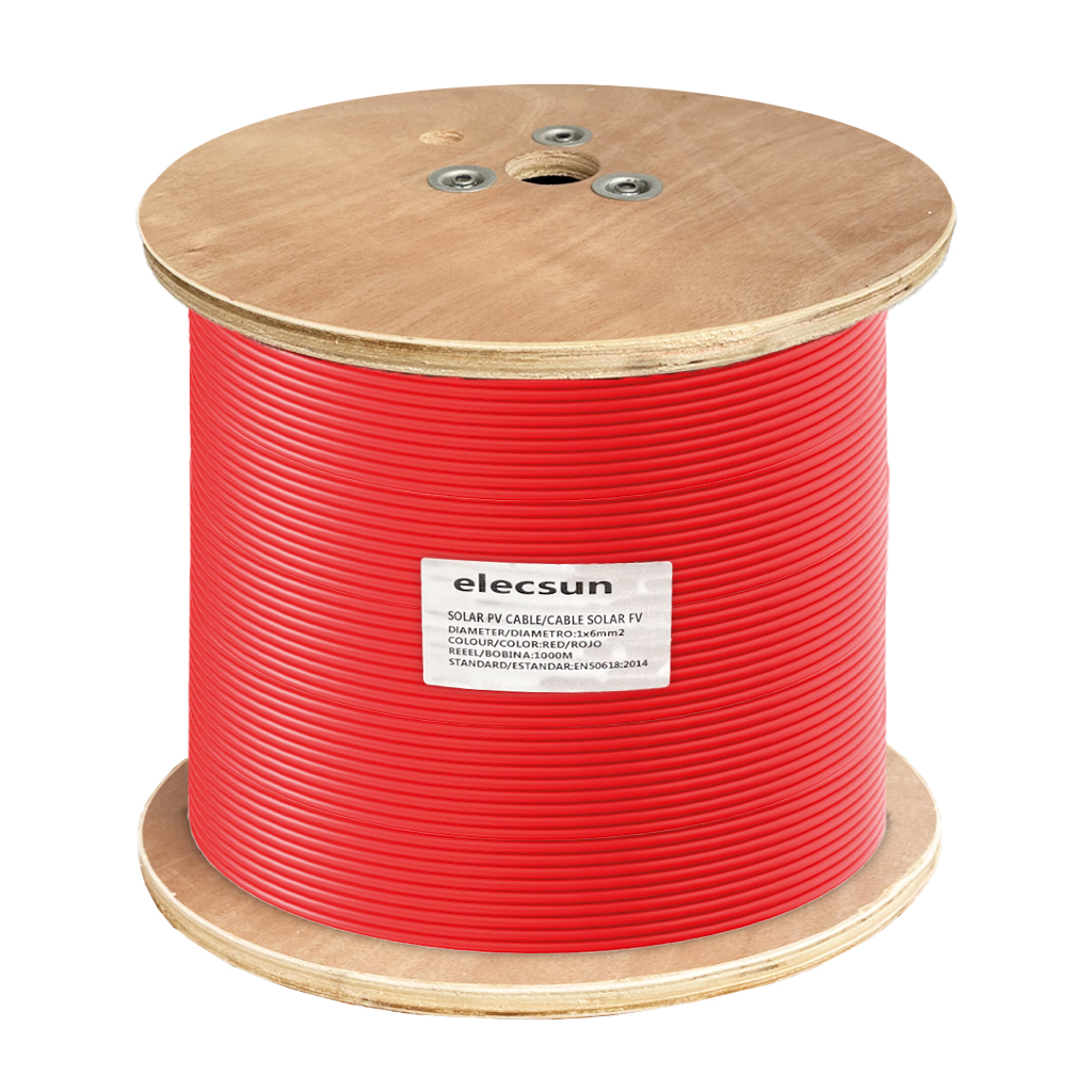 [ELE00007] Elecsun Cable solar 6mm 1500V rojo (bobina 1000m)