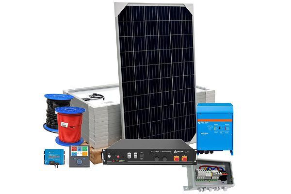 Kit solar Placa 450w Bateria 250ah AGM inversor híbrido 1000w MPPT