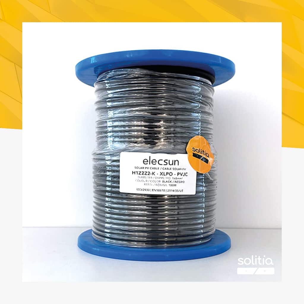 SOLITIA Serie Elecsun Cable Solar FV H1Z2Z2-K 1x6mm² 1500V negro (bobina 100m)