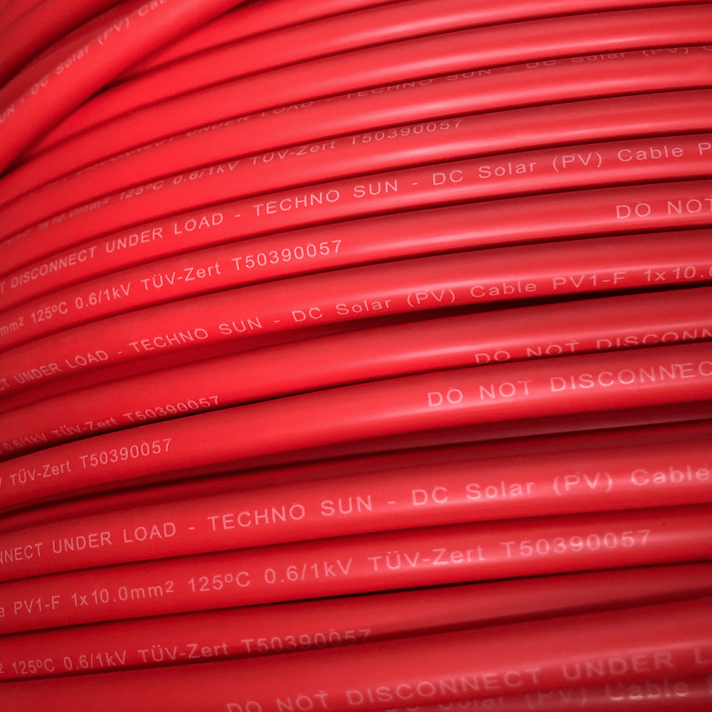 Cable solar 10mm -40/+120º+UV 0.6/1kV - rojo  (venta por metros) - TECHNO SUN