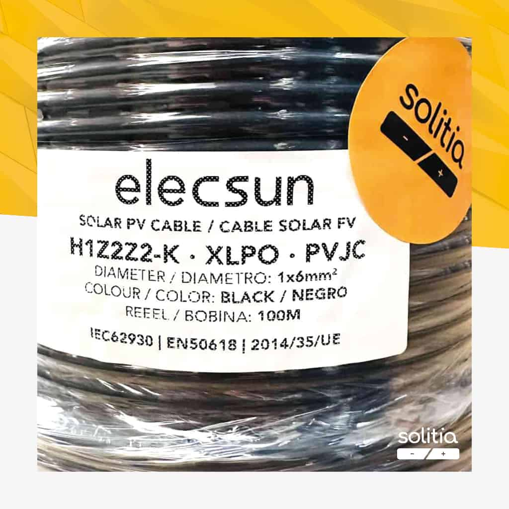 SOLITIA Serie Elecsun Cable Solar FV H1Z2Z2-K 1x6mm² 1500V negro (bobina 100m)