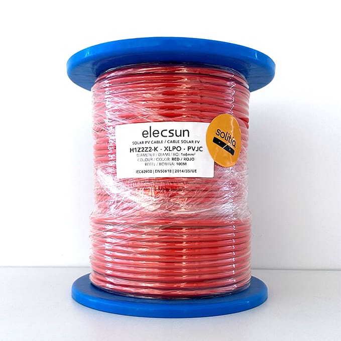 SOLITIA Serie Elecsun Cable Solar FV H1Z2Z2-K 1x6mm² 1500V rojo (bobina 100m)