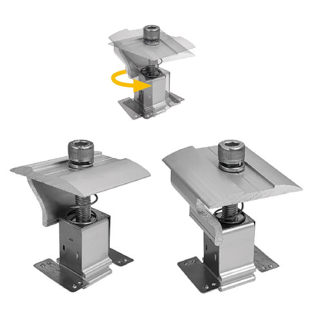 Presor universal (omega/zeta, anodizado plata) ajustable 30 a 35mm y con clip toma tierra | Serie TS - TECHNO SUN