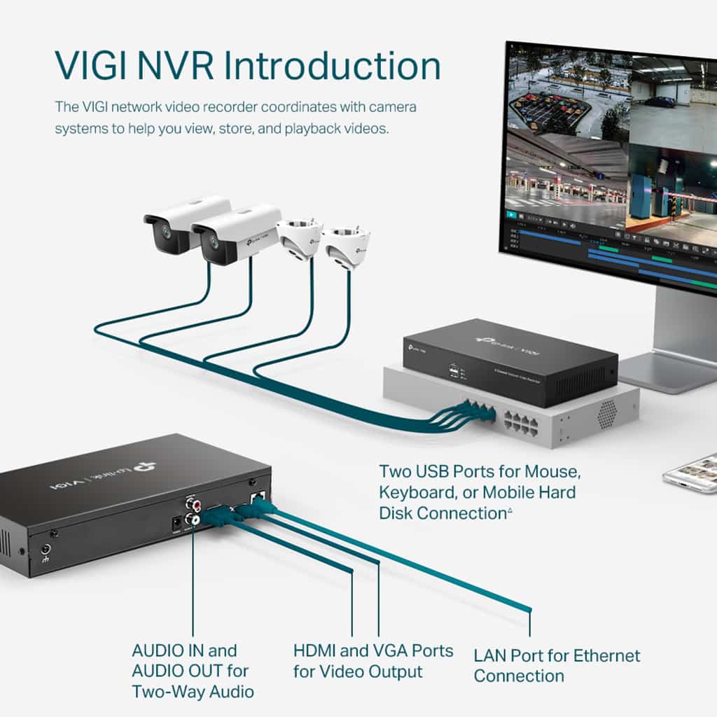 TP-Link NVR Non-PoE VIGI NVR1008H 8 Channel Network Video Recorder 08ch 1HDD H265+