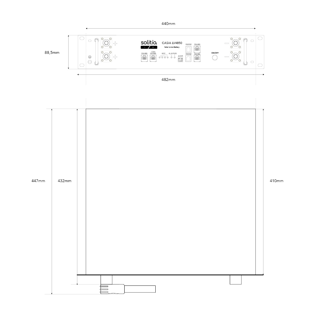 [Módulo] Batería de litio | 2400Wh | 48V | 50A | Paralelizable formato rack 2U | CASIA LV4850 | SOLITIA