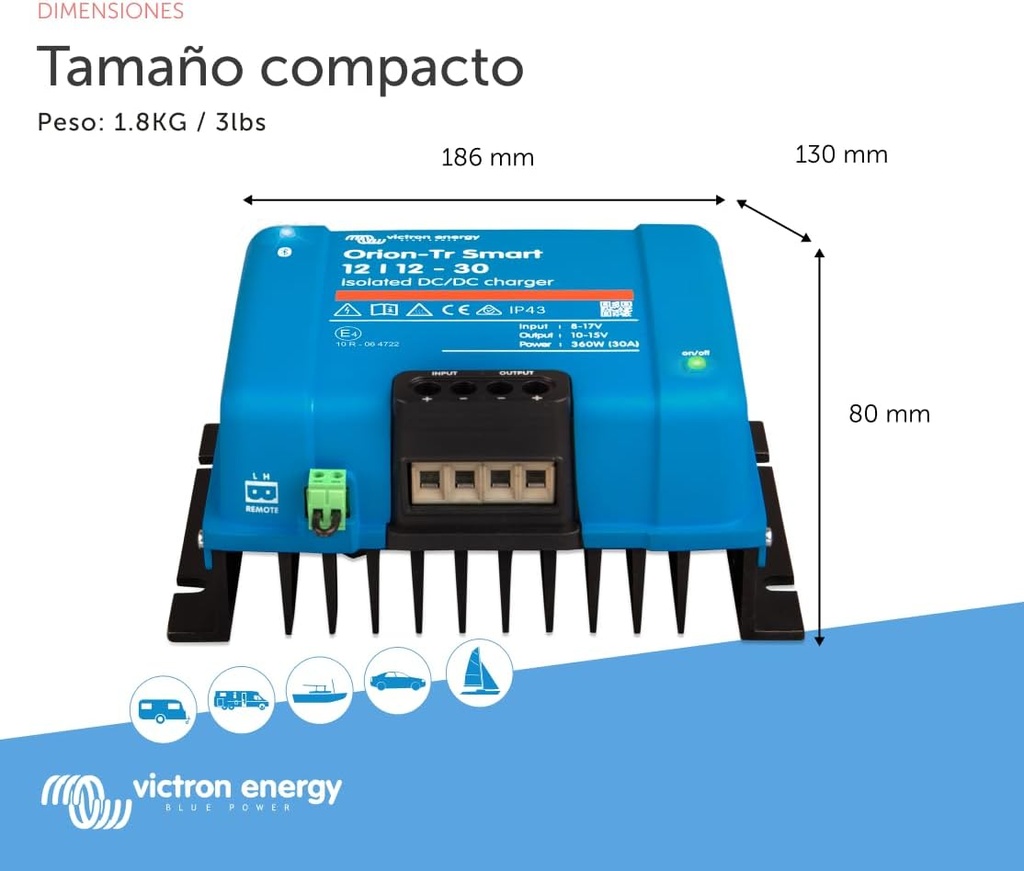 Orion-Tr Smart 12/12-30A (360W) Isolated DC-DC charger - VICTRON ENERGY