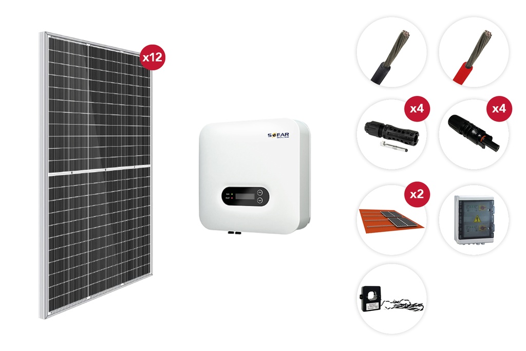Kit solar autoconsumo 1PH 5kW 12 paneles sin acumulación | Techno Sun