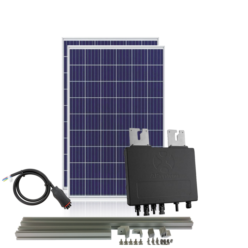 730W self-consumption kit with APSystems microinverter and 2 460W solar panels with vertical coplanar structure - Techno Sun