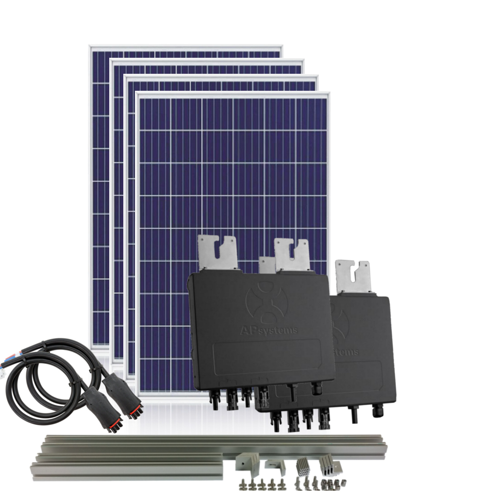 1400W self-consumption kit with APSystems microinverter and zero injection and 4 panels with vertical coplanar structure - Techno Sun