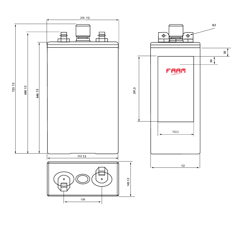 [ACU0581] 2v/780Ah (C120) OPzS 6STA100 - FAAM