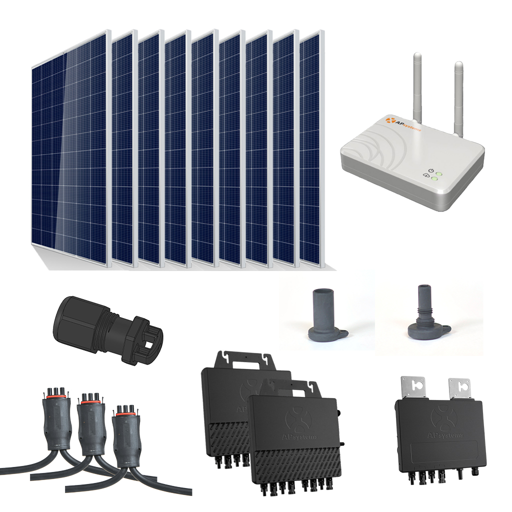 Kit autoconsumo 2800W con microinversor APSystems y 9 paneles sin estructura - Techno Sun