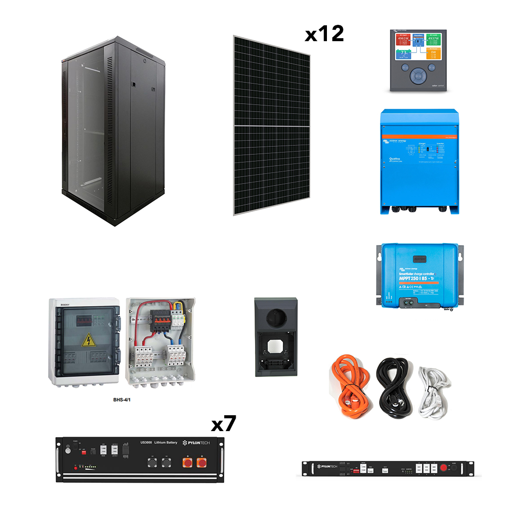 Kit aislada SolarPack OGP0021 - 4,6kW 24,5kWh 22.500W/dia - vivienda permanente - TECHNO SUN