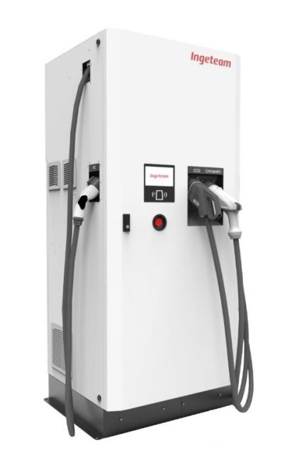 Cargador de vehículo eléctrico INGEREV RAPID 50 Trio - DC 50 kW CCS & CHAdeMO + AC 43 kW Tipo 2