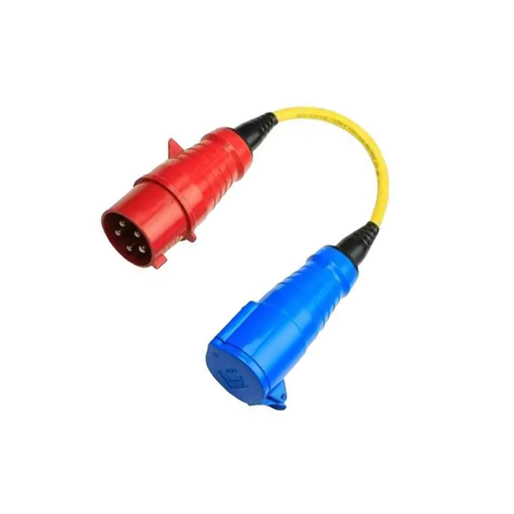 Adapter Cord 32A/3 to single ph.-CEE Plug 5P/CEE Coupling 3P