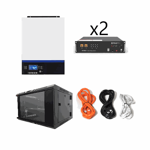 Kit inversor aislada Voltronic Axpert VM III 3K-24 + 2x Pylontech UP2500 + cables + rack 9U