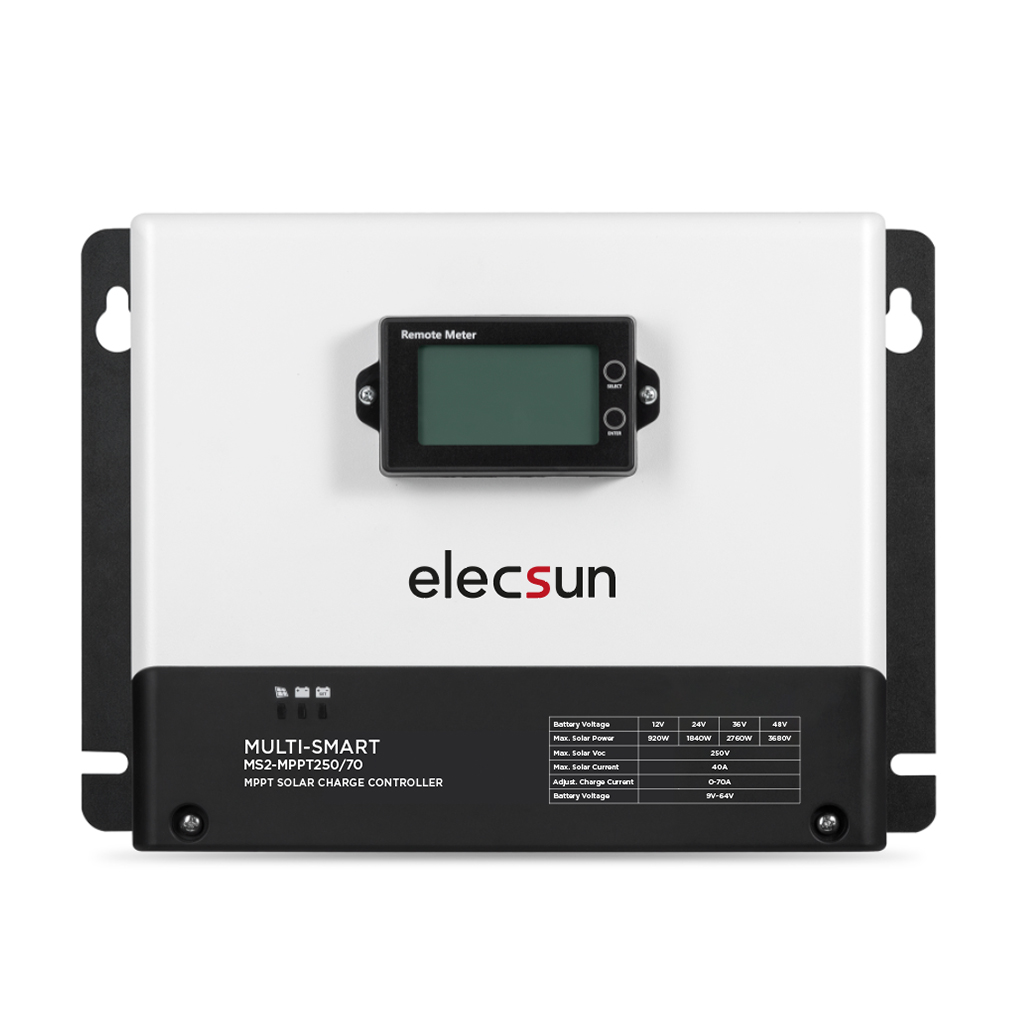 Regulador maximizador 250/70A 12/24/36/48V 250V MULTI-SMART MS2-MPPT250/70 con bluetooth y display - ELECSUN