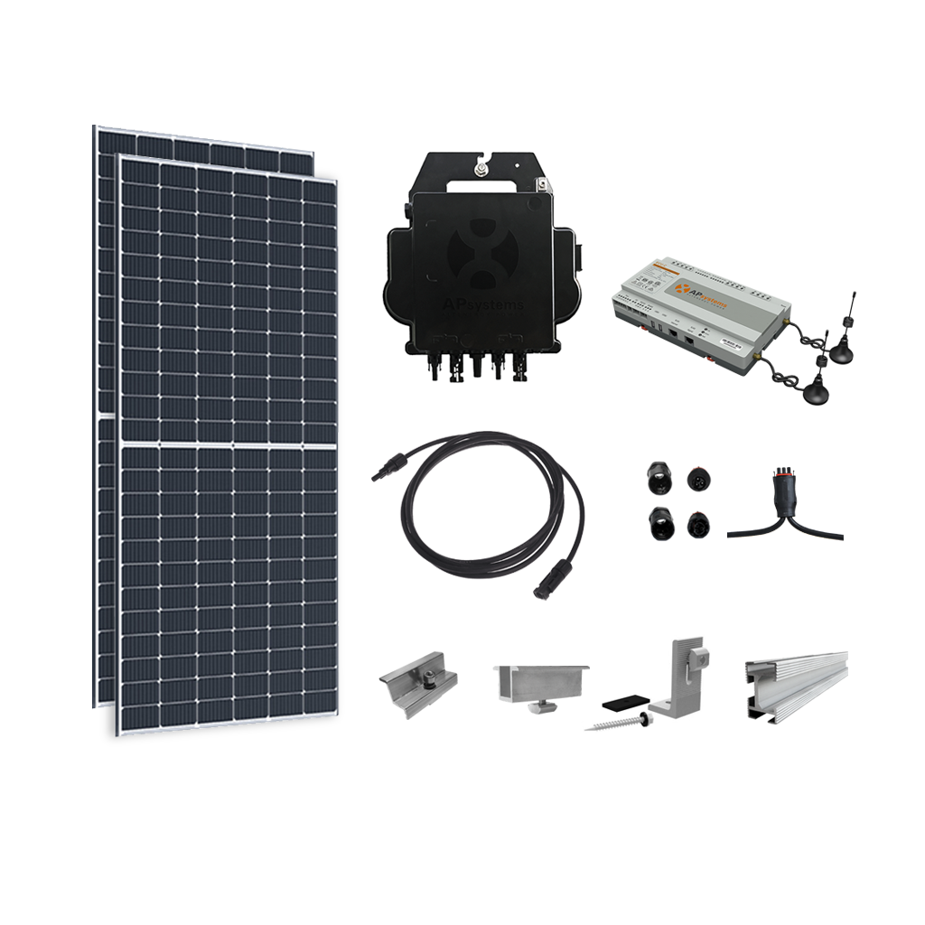 Kit autoconsumo 880W con microinversor APSystems y 2 paneles, estructura y monitorización a elegir - Techno Sun