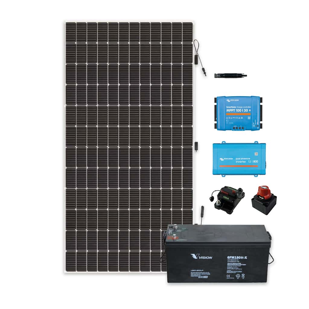 SET Autocaravana con paneles flexibles y batería AGM