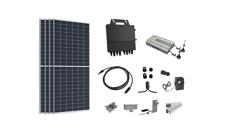 1400W self-consumption kit with APSystems microinverter and 4 panels, structure and monitoring system of your choice - Techno Sun