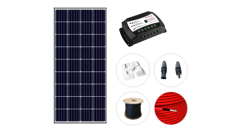 Kit solar Caravana 12V 1000Wp/día con estructura de fibra ABS