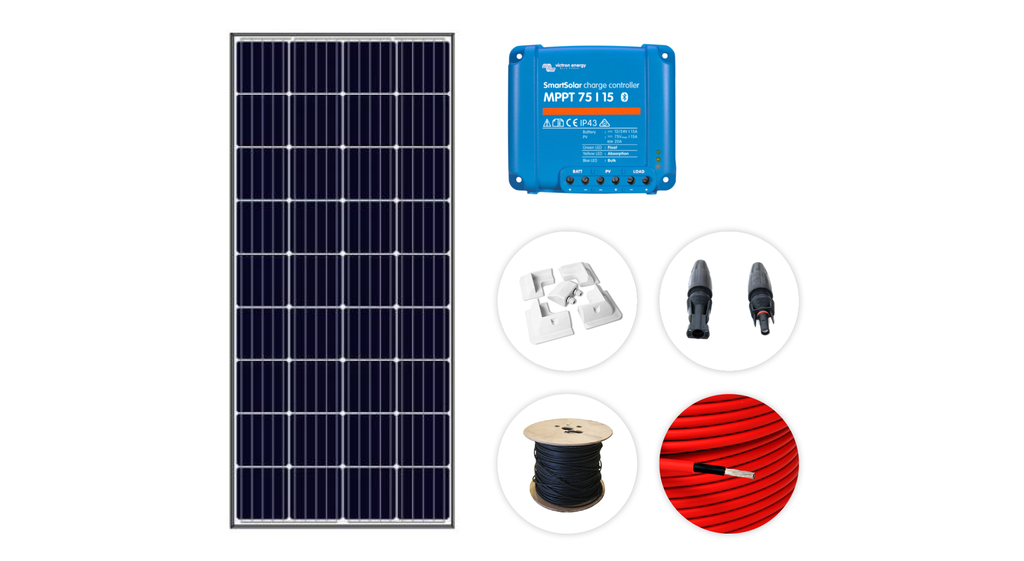 Kit solar Caravana 12V 1000W/día regulador MPPT 15A, con estructura de fibra ABS y batería 90Ah