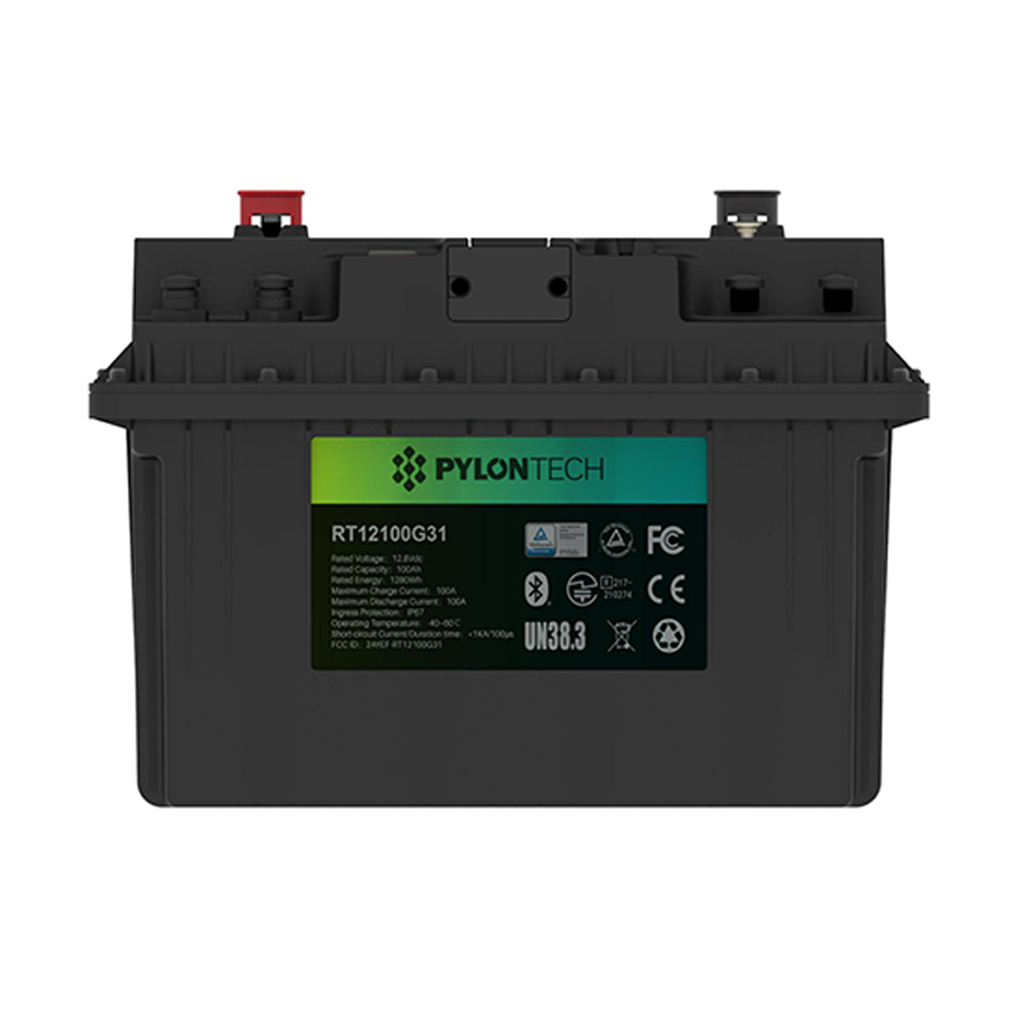 Pylontech 12V/100Ah Batería de litio 100Ah 12V con BMS integrado | 1C | 6000 ciclos | RT12100G31 | Pylontech