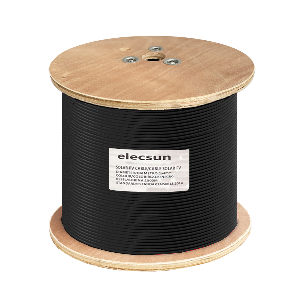ELECSUN Cable Solar FV H1Z2Z2-K 1x4mm² 1500V negro (bobina 1000m)