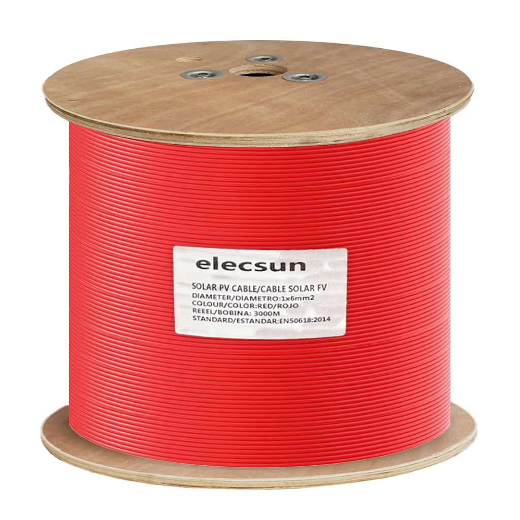 SOLITIA Elecsun Series Solar Cable PV H1Z2Z2-K 1x6mm² 1500V red (3000m drum)