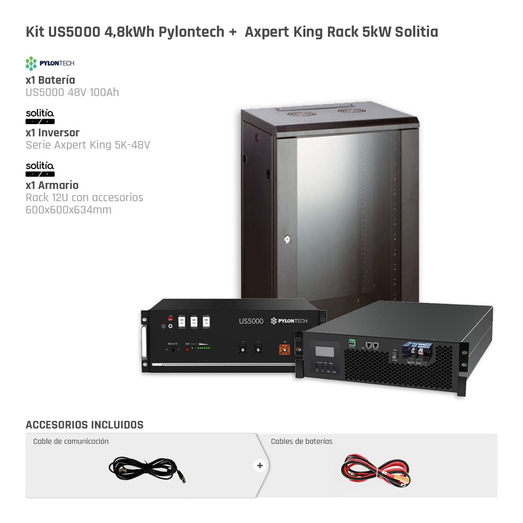 Kit Pylontech US5000 (4,8kWh) + Solitia Axpert King Rack 5kW