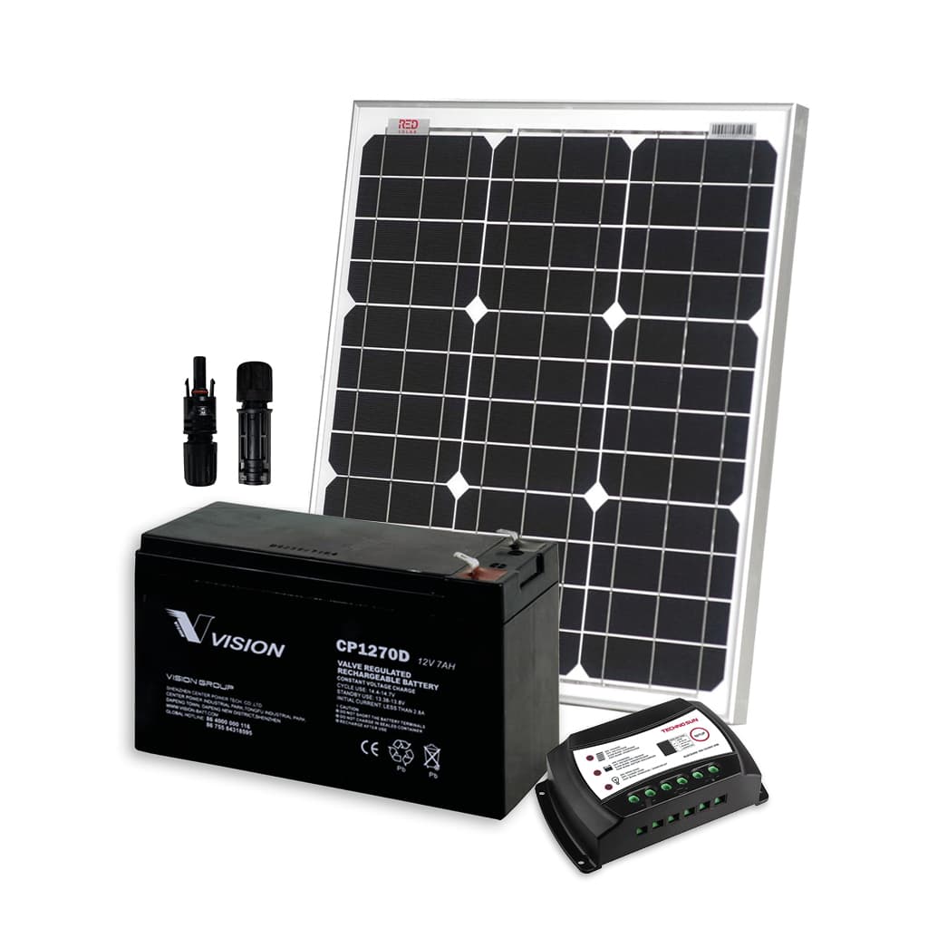Off-grid Solar Kit: PWM Controller + 40W Solar Panel + 7Ah AGM Battery