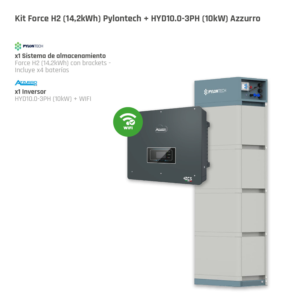 Kit Pylontech Force H2 (14,2kWh) + Azzurro HYD10.0-3PH (10kW)