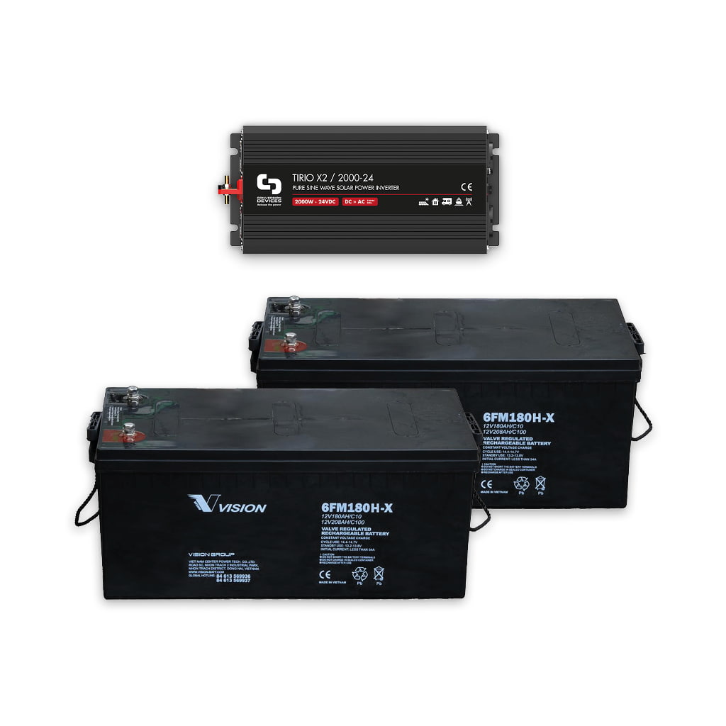 Kit 24Vdc Tirio 2000W + Baterías Vision 180Ah C10