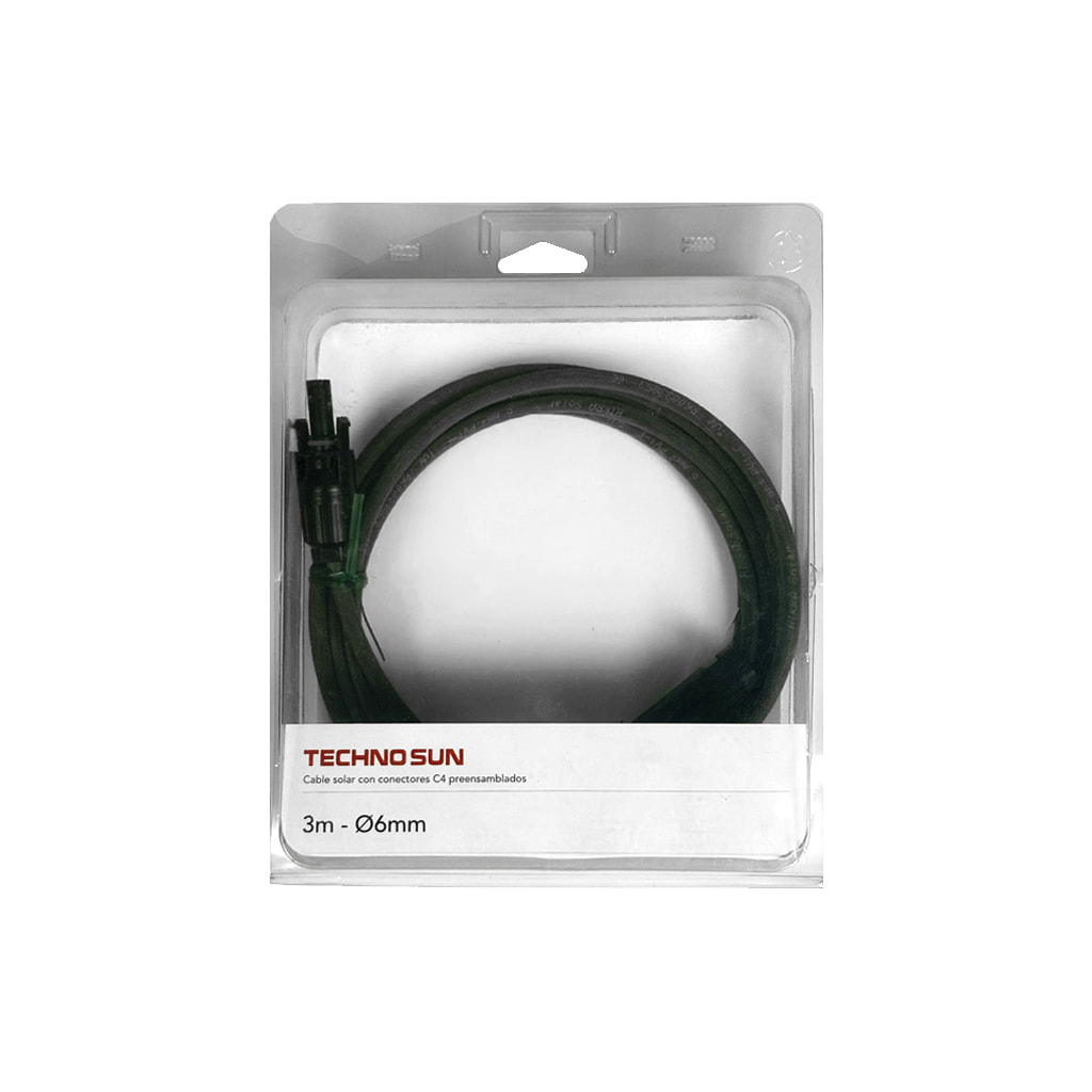 SOLITIA Serie Elecsun Cable solar 3m con conectores genérico T4 preensamblados (6mm)