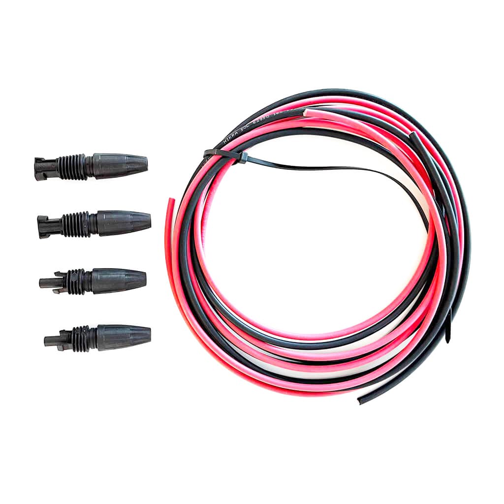 Cable solar negro y rojo de extensión CC 3m c/u con conectores FV a presión compatibles con MC4 - ELECSUN