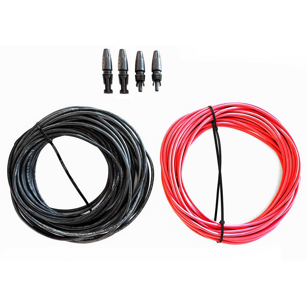 SOLITIA Serie Elecsun Latiguillo cable solar bipolar rojo y negro con conectores a presión compatibles  T4 - 20m