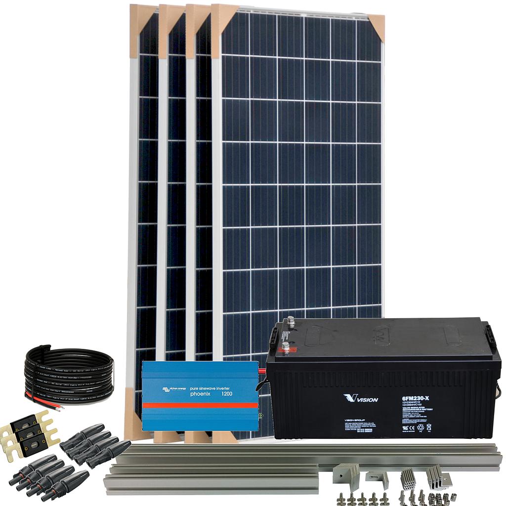 Kit aislada SolarPack OGP10 - 1kW 24v 4,9kW/dia Fin de semana - Verano - TECHNOSUN