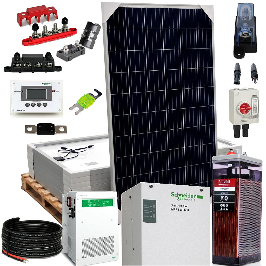 Kit aislada SolarPack OGP12 - 3,4kW 24V 13,75kW/día Vivienda permanente - TECHNO SUN