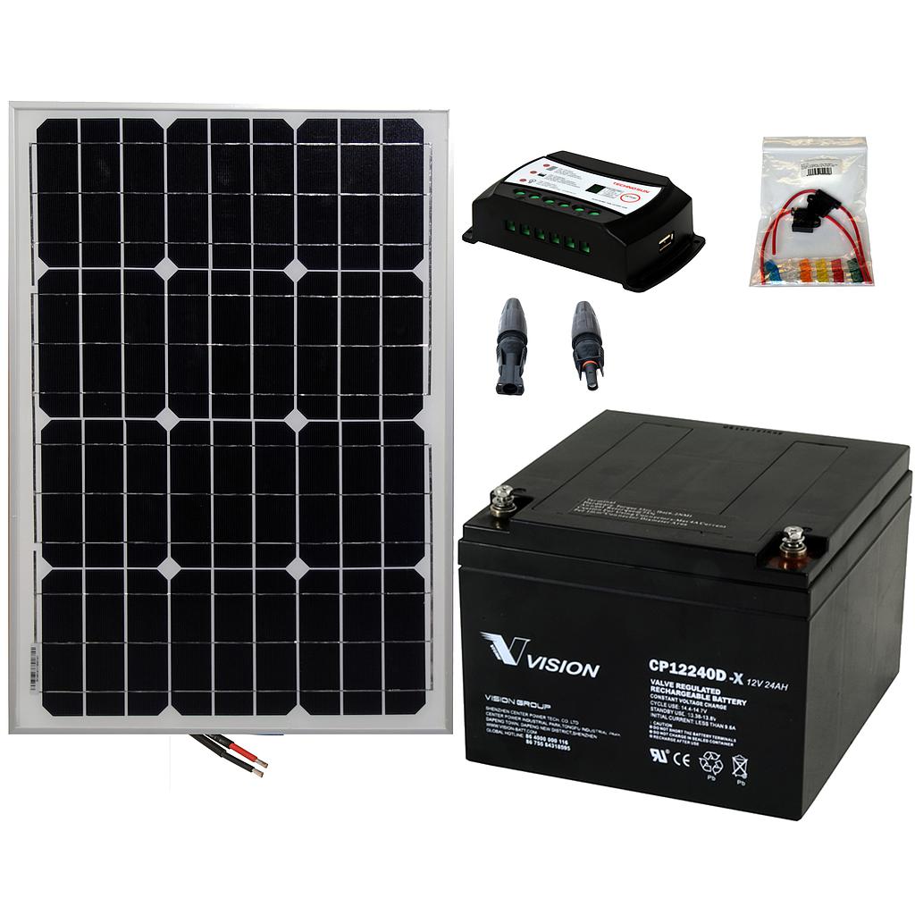 Kit aislada SolarPack OGP01 190W 12V /día Fin de semana - Verano - TECHNO SUN