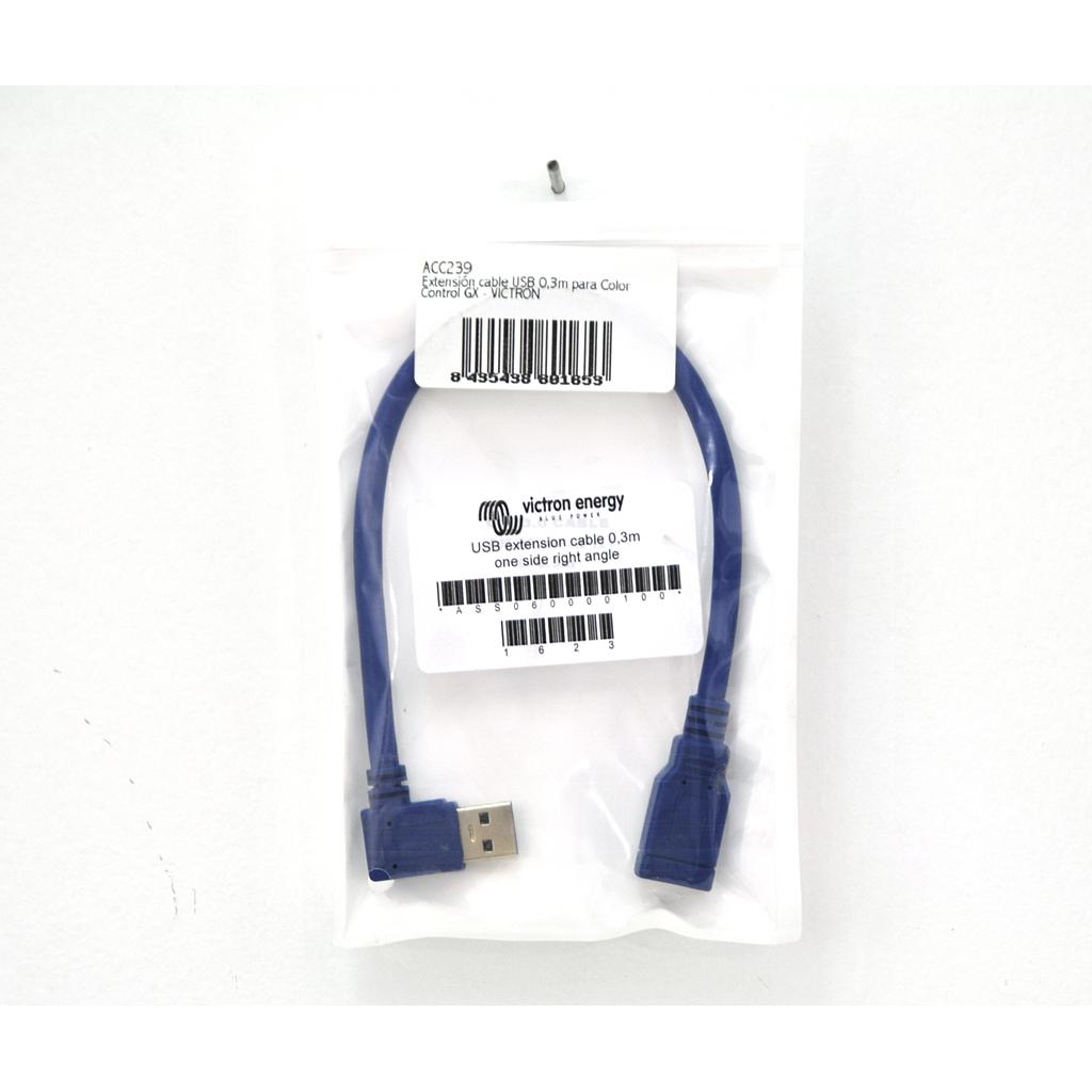 USB extension cable 0,3m one side right angle