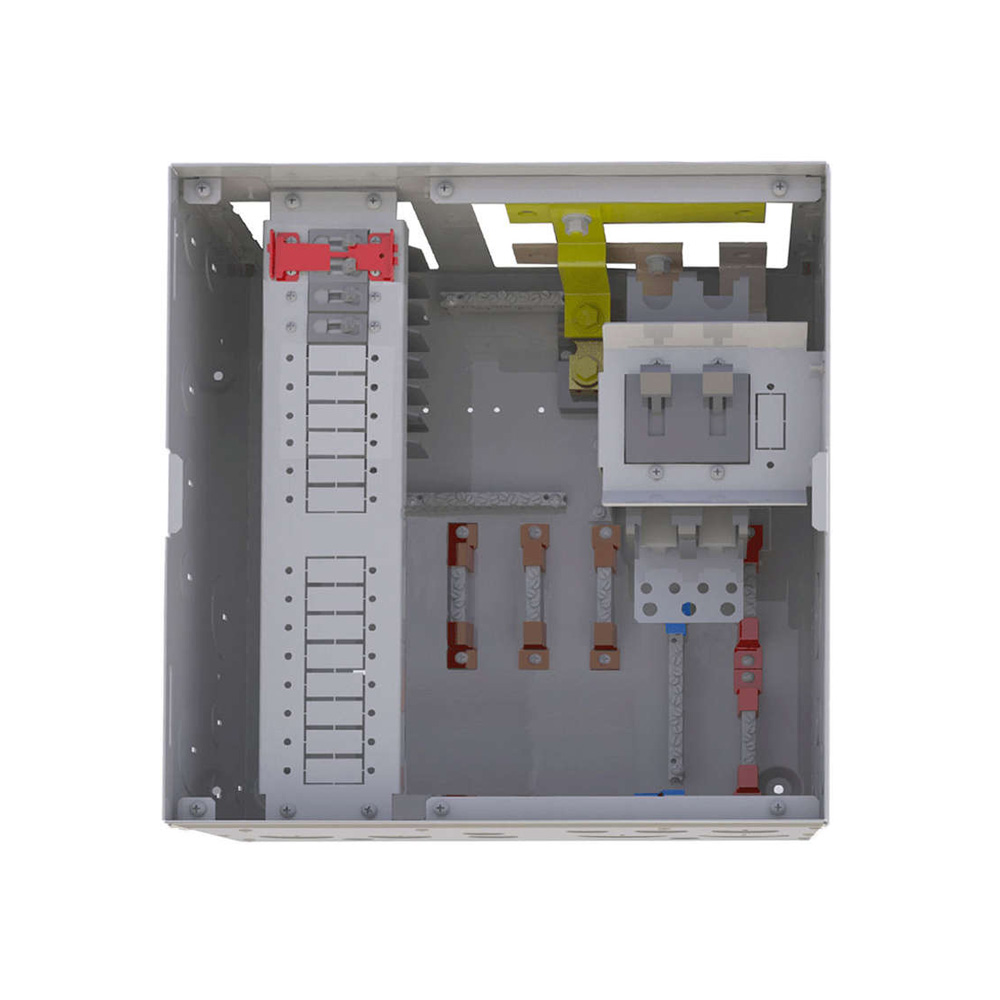 Radian Series GSLC, prewired with two 175A inverter disconnects, GFDI and PV disconnects for two charge controllers, FLEXnet DC w/ 3 shunts, 230VAC inverter bypass and dual AC inputs