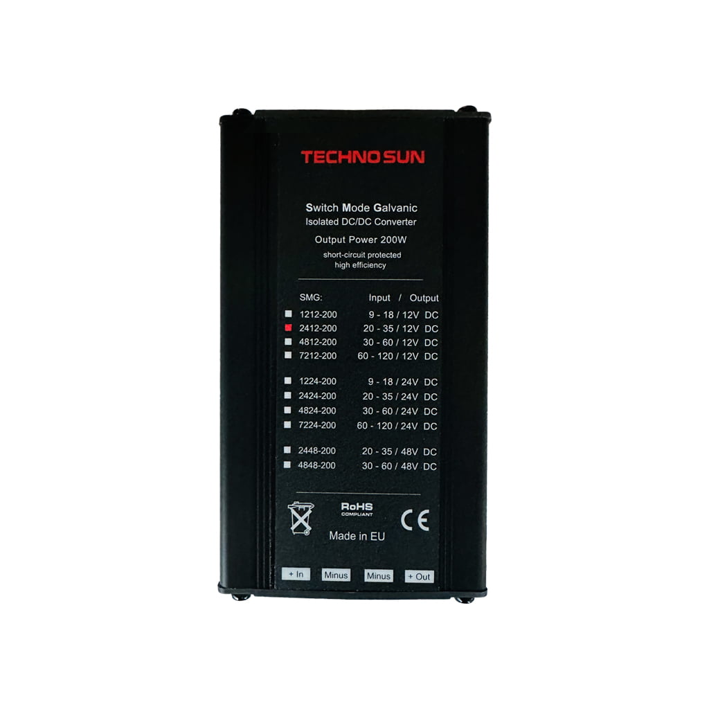 Isolated DC/DC converter in 20-35V out 12.5V 15A 200W - TECHNO SUN