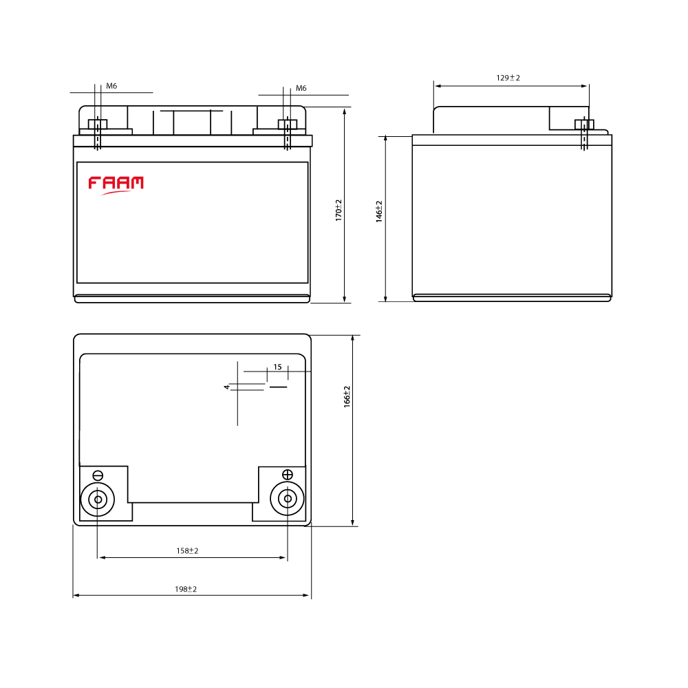 [BAT0044] 12V/42Ah Monoblock AGM 12v 42Ah (C10) 20H12-42 FAAM