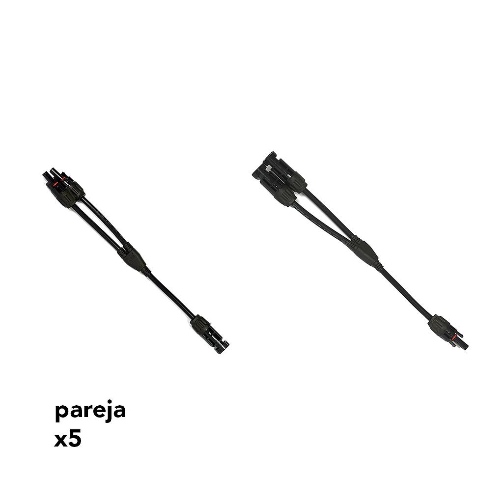 [ELE0643] 5x pareja conectores paralelo FV 1H/2M y 1M/2H versión latiguillo | 6mm² |1000V | compatible MC4 - ELECSUN