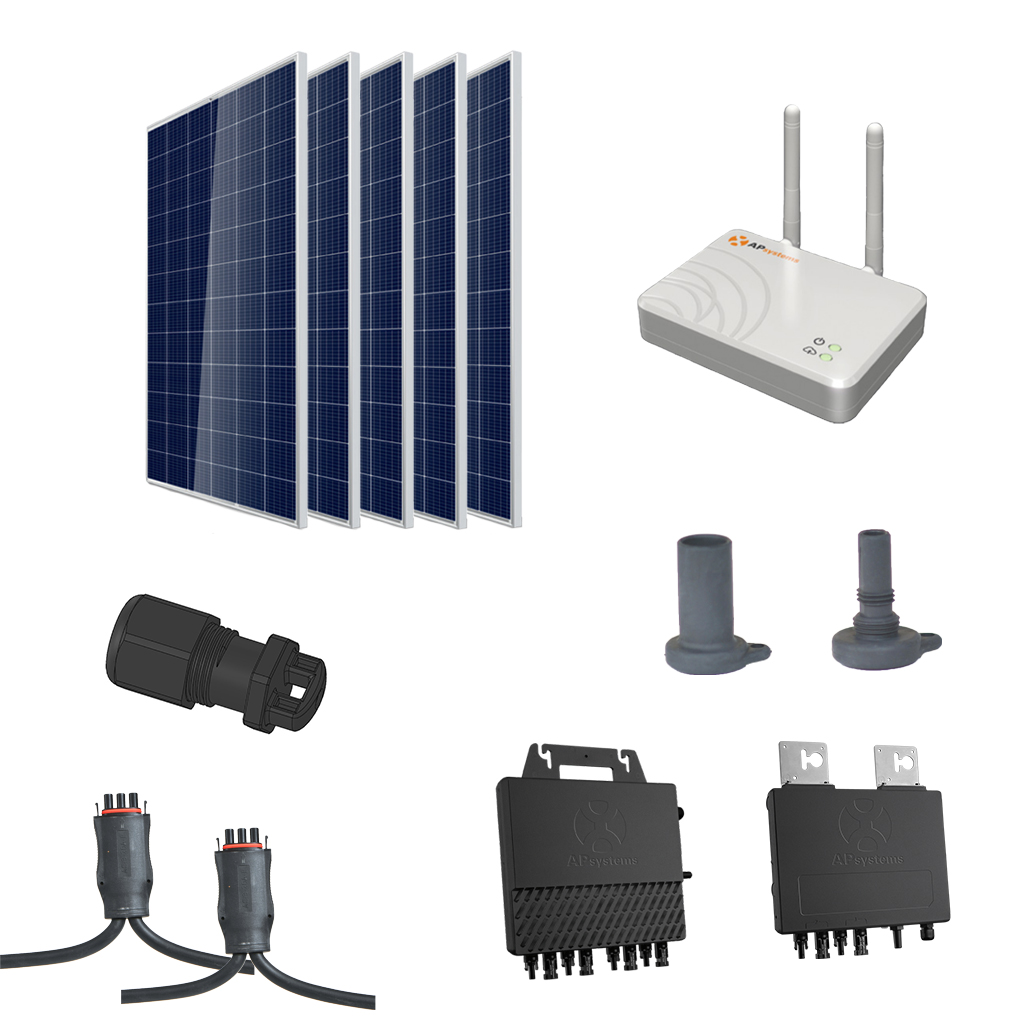 Kit autoconsumo 1800W con microinversor APSystems y 5 paneles sin estructura - Techno Sun