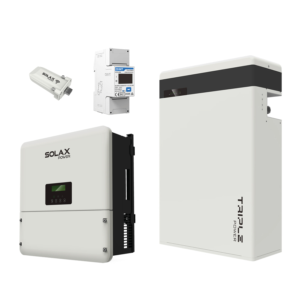 [PR/00492] Kit inversor SolaX X1-Hybrid 3.0 + batería de litio Triple Power T58 + vatímetro - Techno Sun