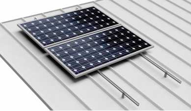 1x01 Soporte coplanar continuo para 1 panel vertical de 1650/2000x1000 y fijación a correas para cubierta metálica | Serie SU - Techno Sun
