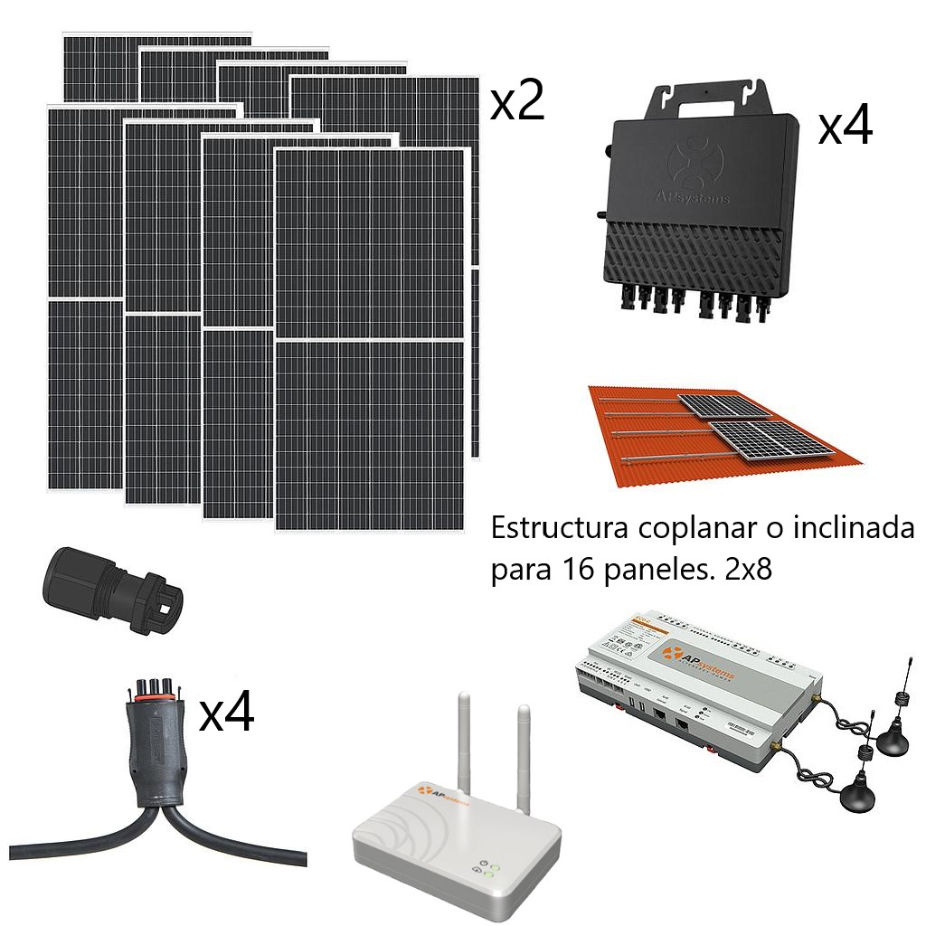 Solar Kit Direct Self-consumption 5600W 15kW/day APSystems with 4 QS1 Boosted