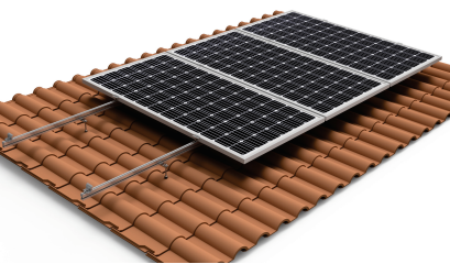 Soporte coplanar continuo atornillado para cubierta de teja, incluye anclaje a hormigón y/o madera. Módulo < 2279x1150 mm - Serie SU - TECHNO SUN