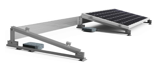 1x02 28H(1F2M)-15 Soporte inclinado lastrado para cubierta plana, horizontal para 2 paneles  < 1800x1150 mm en 1 fila - Serie SU